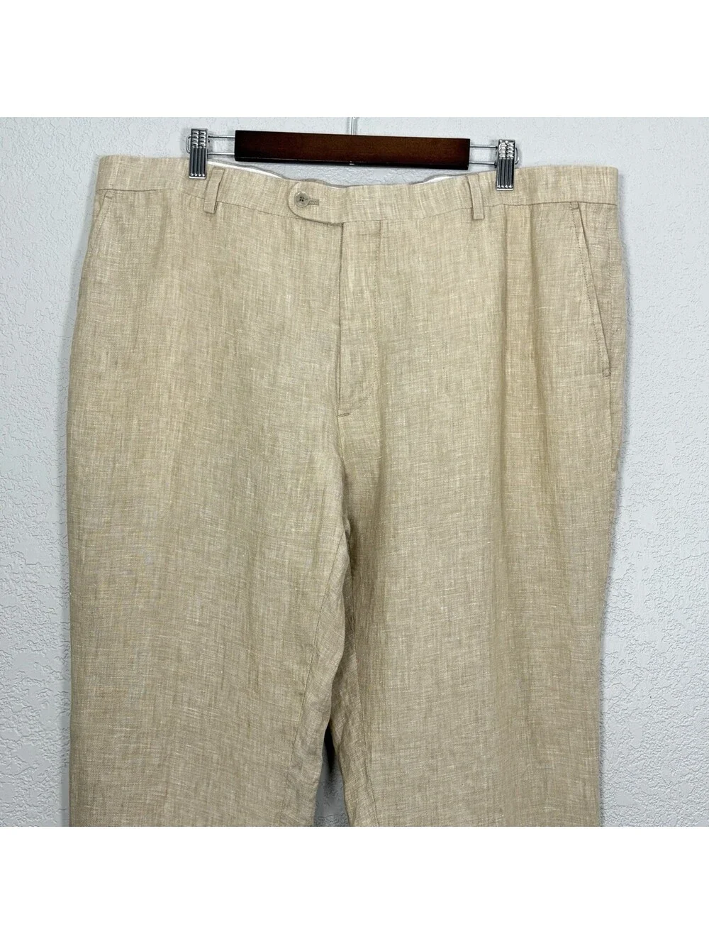 Joseph Abboud Men’s 42 100% Linen Pants Beige Flat Front Casual Coastal Resort